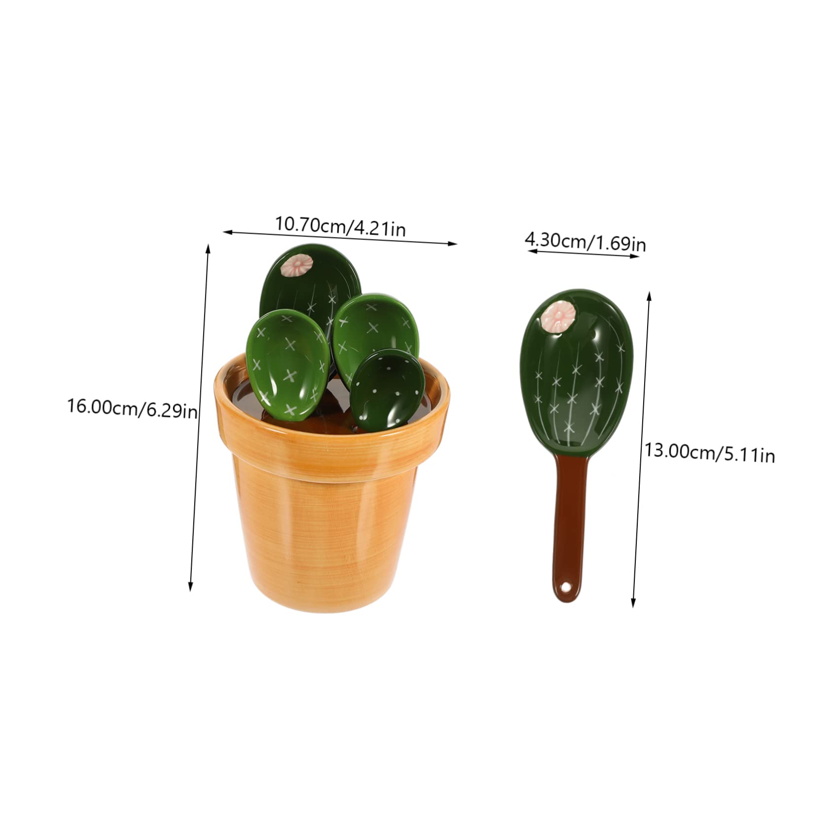 TOPBATHY Set De Cucharas Medidoras De Cactus Soporte Base, Cucharas Para Polvo y Café, Resistentes y Precisas, Diseño Compacto Para Cocina y Horneado