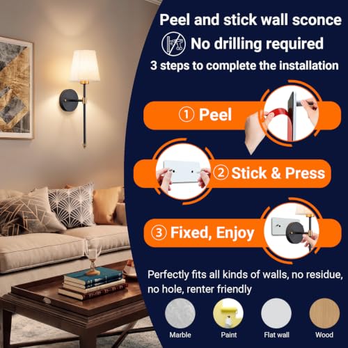 Image of Battery Operated Wall Sconce Set Of Two with Remote Control (Black-Gold)