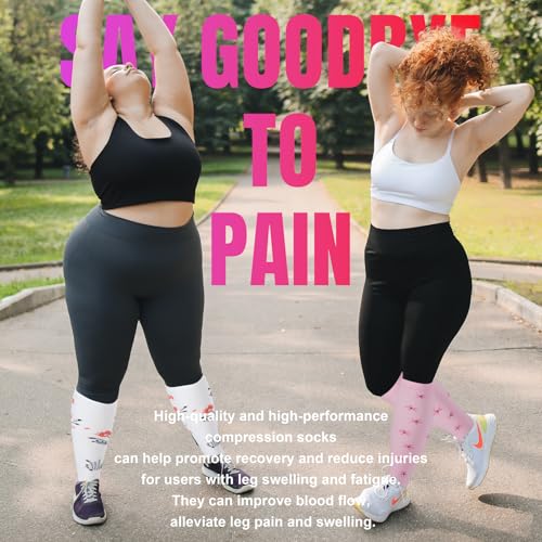 Image of Cerpite Plus Size Compression Socks 20-30 mmHg for Women & Men, Extra Wide Calf Compression Socks, Cushioned Breathable Support for Nurses, Travel, Running & Long Standing
