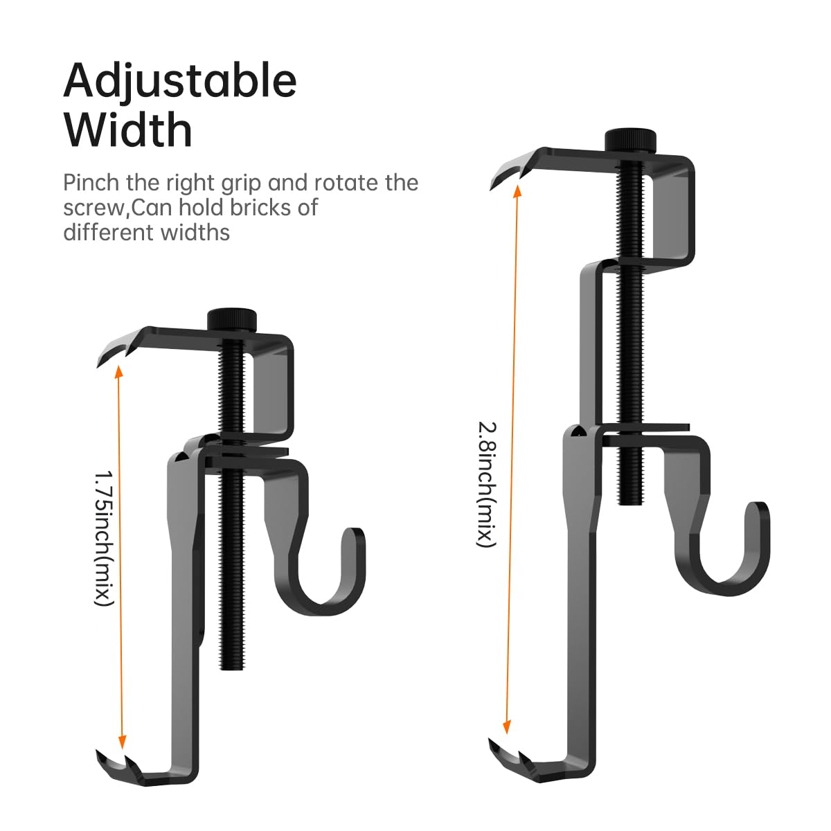 GEZIDEA Percha de ladrillo, ganchos de ladrillo, clips de ladrillo para colgar fotos al aire libre, sin taladro, agujeros, clavos o tornillos, acero inoxidable, negro, paquete de 6