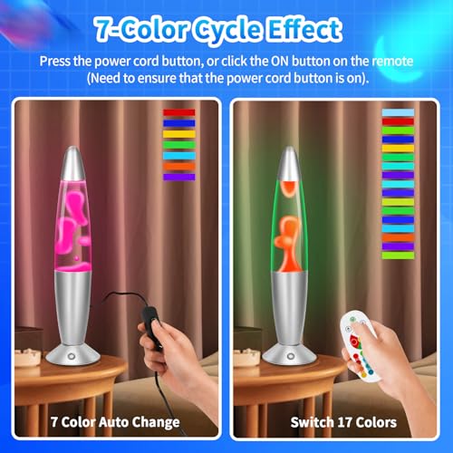 Image of Liquid Motion Lamps with Remote, 17 Colors Changing Night Light 13.5 Inch RGB LED Table Lamp Relaxing for Kids Adults, LED Night Lights Lamp for Home Decor Christmas,Party,Pink Wax