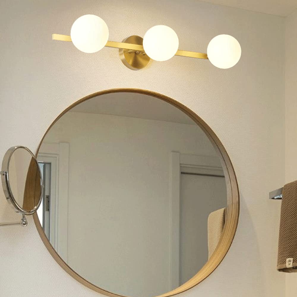 Lampade da Bagno Moderne, Lampade da Bagno G9 con Finitura Oro E Globo in Vetro Satinato, Lampade da Bagno in Rame per Soggiorno, Camera da Letto, Oro A 4 Luci, Oro A 3 Luci