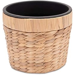 Maceteros Medianos Decorasian Maceta redonda trenzada fabricada con plantas acuáticas, con inserto de plástico estable, para plantar, 20 cm