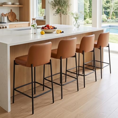 Image of 26 Inch Counter Height Bar Stools Set of 4, Modern Barstools, Brown