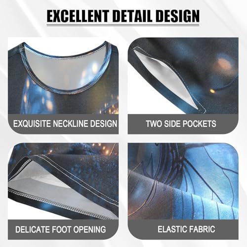 ALAZA Butterfly Blue 3d Landscape Pajamas Set Short Sleeve Cotton Sleepwear Summer Pjs 2 Piece 5-14Y4