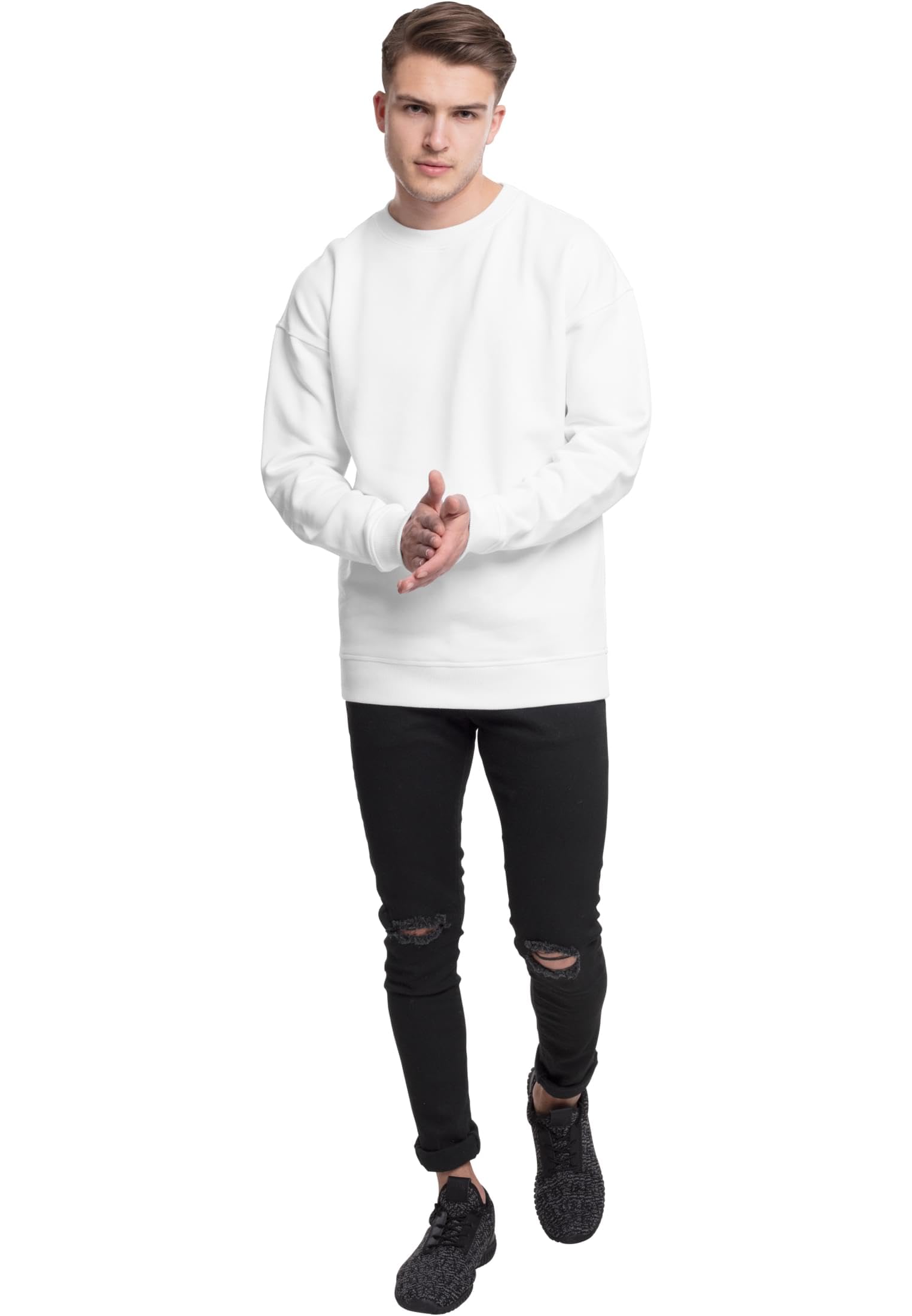 Urban Classics Basic Crewneck Hombre Camiseta Manga Larga Negro Regular