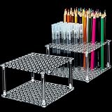 Outus 96 Hole Pencil Brush Holder Acrylic Pen Holder Desk Stand Organizer for Pencils Paint Brushes Markers Display and Home Storage (2 Pieces)