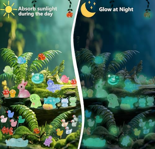 Figurines d'animaux en plastique phosphorescentes miniatures