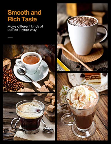 Brewsly 15 Bar Espresso Machine, Stainless Steel Compact Espresso Maker with Milk Frother Wand , Professional Coffee Machine for Espresso, Cappuccino and Latte