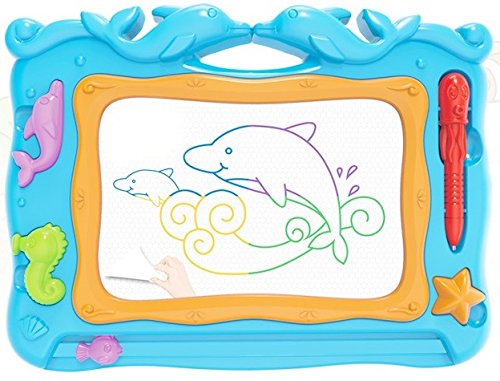 Yoyolala Magnetic Colorful Erasable Drawing Board for Kids Skill Development with 4 Multi-Functional Rulers Free Marine Theme