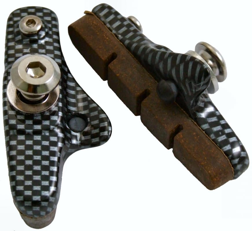 DiscoBrakes 1 Pair of Road Brake Pads Compatible with Shimano DuraAce Dura Ace, Ultegra, Suit Carbon Rim, Carbon Effect Finish, Cartridge/Holder with