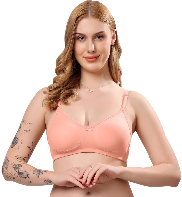 Image of London Hills Regular Bra for Women Everyday Non Padded Wire Free Mid Coverage Cotton Blend