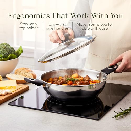 Kadai de acero inoxidable Tri-Ply de 22 cm con tapa de vidrio miniatura 6