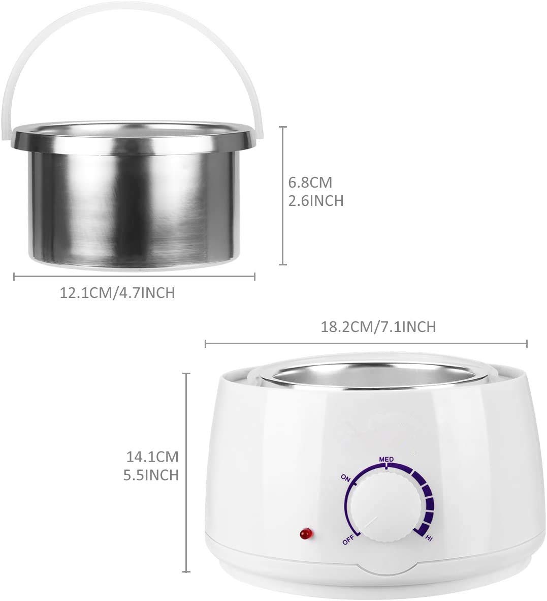 Wachswärmer Wax Warmer Heater Wachserhitzer Hair Removal Waxing Wachsgerät Heisswachs Haarentfernung mit 4 Wachsbohnen, 20 Holzspateln, 5 foil bowls- Augenbraue Gesicht Achsel Bikini Bein zu Hause