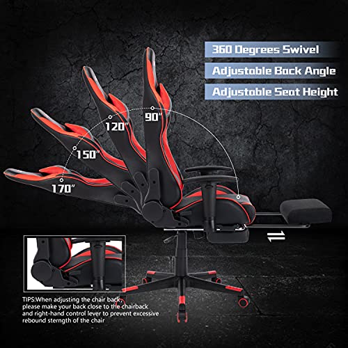 ALEAVIC-Silla-GamerSilla-Gaming-con-ReposapiesSilla-de-Oficina-Ergonomica-Silla-Racing-con-Respaldo-AltoRojo