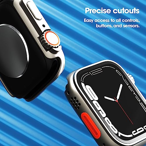 Image of Sounce 45mm Silicone Protection Front Case Cover with Attached Screen Protector Scratch-Resistant Dustproof Touch Sensitivity Compatible for Apple Watch Series 8 7 6 5 4 3 2 1 SE (Silver)