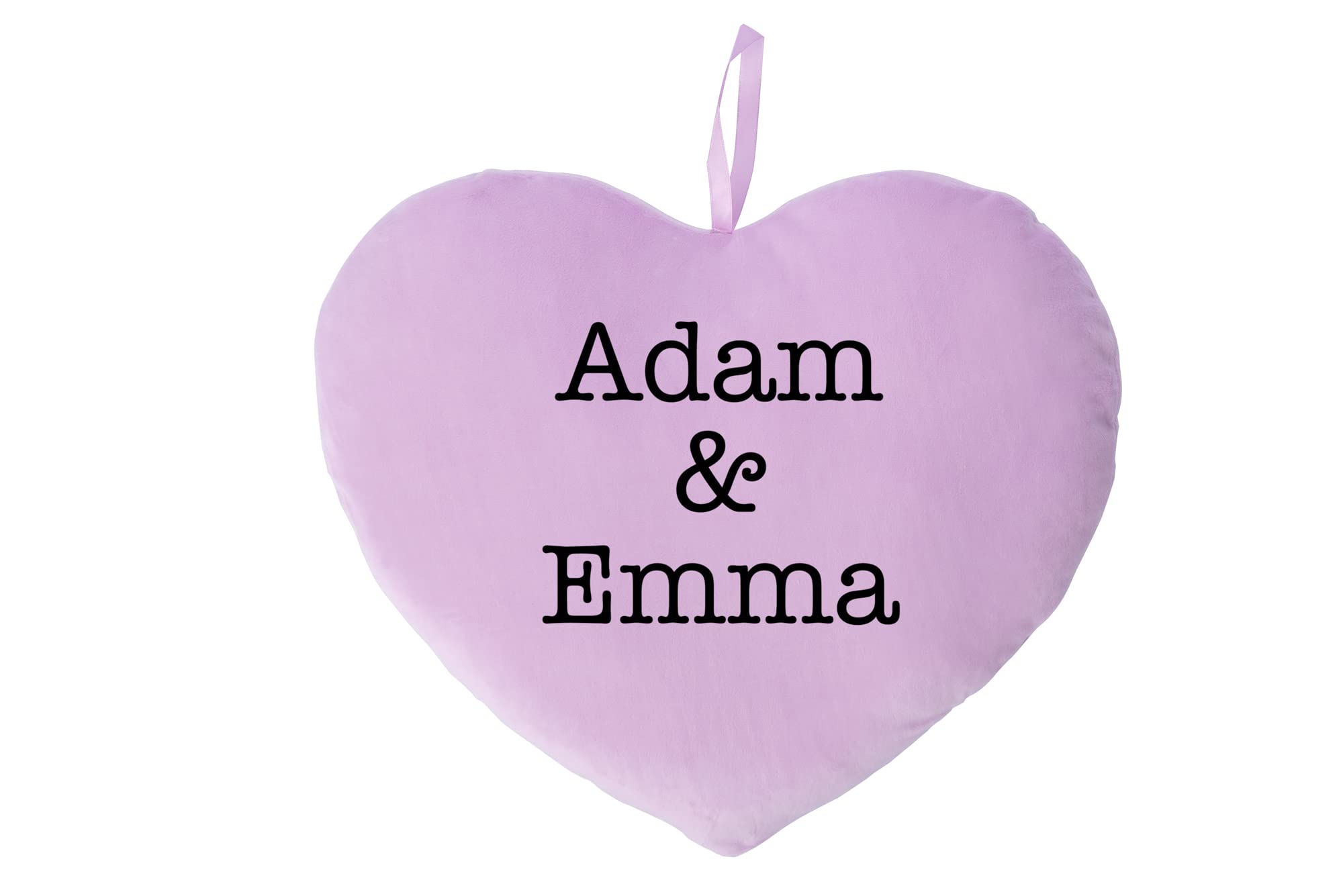 Made in Gift Cojín de Peluche con Forma de Corazón Personalizado con Nombres o Texto como Regalo Original Blandito y Suave en Colores Románticos para Parejas en San Valentín o Aniversario (Lila)