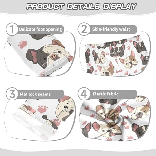 Wusikd Bulldog Dog Girls' Leggings Toddler Doodles Puppy Kids Yoga Pants Dance Active Tights 4T3