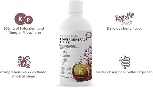 Miniatura 2 de Rawleigh Power Minerals Plus K 32 fl oz - Suplemento de mezcla líquida de minerales coloidales con sabor a bayas con 72 minerales iónicos como