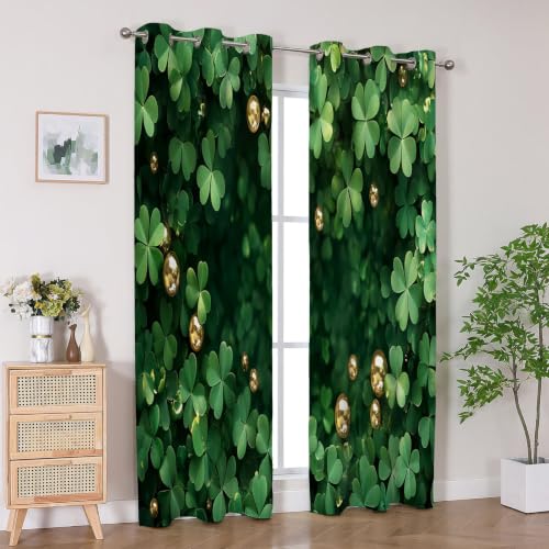 Rideaux de salon motif botanique vert et or 240x140 cm - 3