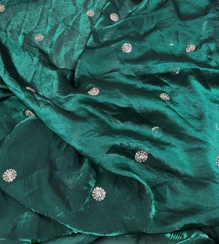 Image of Women's Pure Fandy Satin Sequin Embroidered work Saree with Dupion Unstitched Blouse Piece