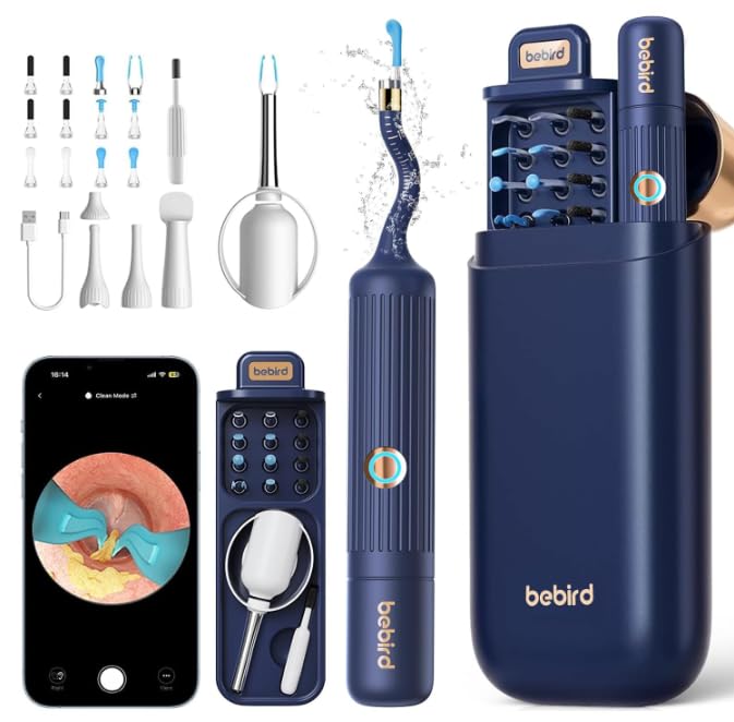 Bebird Ear Wax Removal Kit, Ear Cleaner with Flexible Scope FHD Camera, Ear Camera with Tweezers, Ear Cleaning Kit for Ear/Nose/Throat Examination, Otoscope with Vari Replacement Tips for Adults&Kids