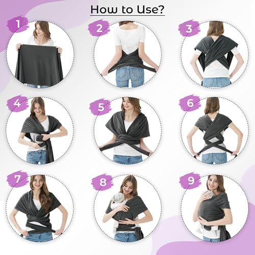 Image of Bembika Baby Essential Hands Free Baby Carrier Wrap Breathable Lightweight Baby Wrap Carrier Cloth Suitable for Newborn, Infants - (Blue)