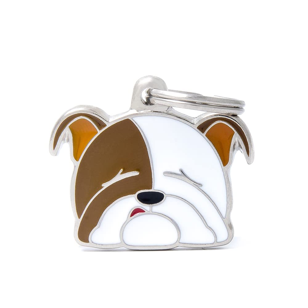 MyFamily Medaglietta Personalizzata Per Cane – Bulldog Inglese Smaltato A Mano, Incisione Gratuita Sul Retro, Made In Italy