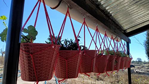 Plant Hanger Pack Of 6 Different Colors | Hanging Plant Pots | Indoor Outdoor, |Pvc Rope 27 Inches ( Without Pots ), Multicolour