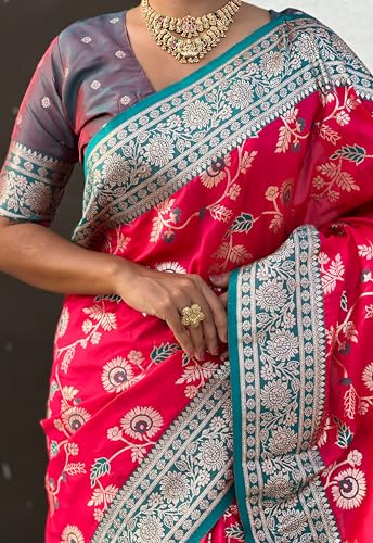 Image of SGF11- Women's Kanjivaram Woven Soft Silk Saree With Blouse Piece