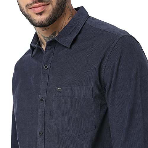 Image of Spykar Men's Slim Fit Raised Collar Full Sleeve Solid Casual Shirts