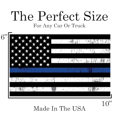Image of Large Tattered Thin Blue Line Flag Sticker Vinyl Decal for Car Truck Window Bumper Sticker Support of Police and Law Enforcement Officers (10x6 Inch)