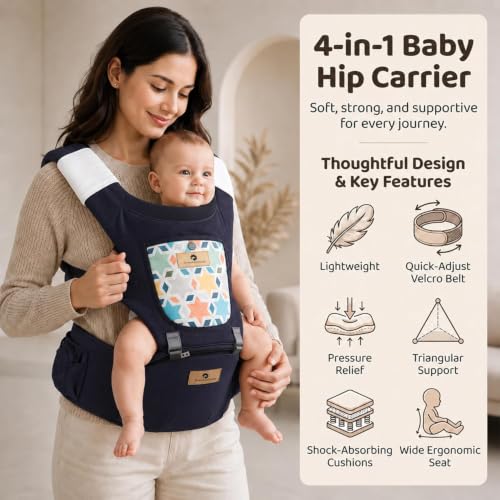 Image of StarAndDaisy 4 in 1 Baby Carrier for 0 to 3 Year with Soft Cushion Hip Seat, Kangaroo Bag for Baby with 2 Storage Pockets, 4 Carry Positions | Baby Carry Bags for Baby