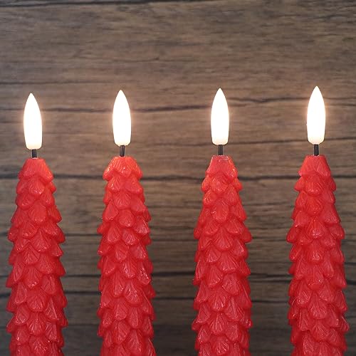 Image of GenSwin Christmas Tree Flameless Taper Candles candlesticks Remote Timer