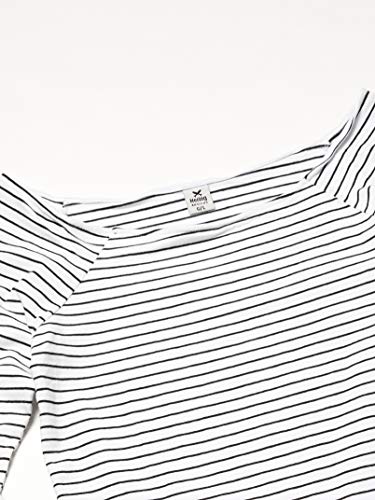 Blusa Manga Longa Listrada, Hering, Feminino, Off/Preto, P