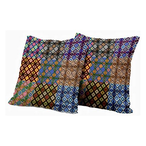 SAIAOS Cushion Cover 65x65cm,Abstract Various Retro Square Rectangle Mosaic Geometrical Seamless Backgrounds Cover