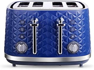 ZHHAOXINTS Durable Grille Pain Toaster, Grille-Pain 4 Fentes, 7 Niveaux de Brunissage Réglable, Grille Pain INOX Extra Large avec Décongeler Réchauffer et Annuler Classique, Blue