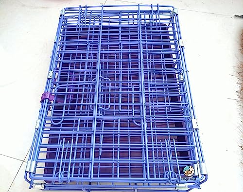 Image of Dog Trust Double Door Folding Metal Dog Cage with Paw Protector Easy to Move with Removable Tray Suitable for Small Puppy (24 Inch Purple Cage)