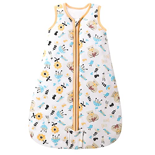 MIKAFEN Saco de Dormir para bebé Saco de Dormir de Invierno Four Seasons Saco de Dormir de algodón orgánico Premium Suave 100% Saco de Dormir para recién Nacido (M/6-12 Meses, Flor)