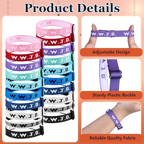 60Pcs Webbing Bracelets What Would Jesus Do Bracelets-s Christian Gifts WWJD Bracelet Jesus You Christian Bracelets-s Bulk Adjustable Wristbands Colorful for Church Women Men Fundraisers3