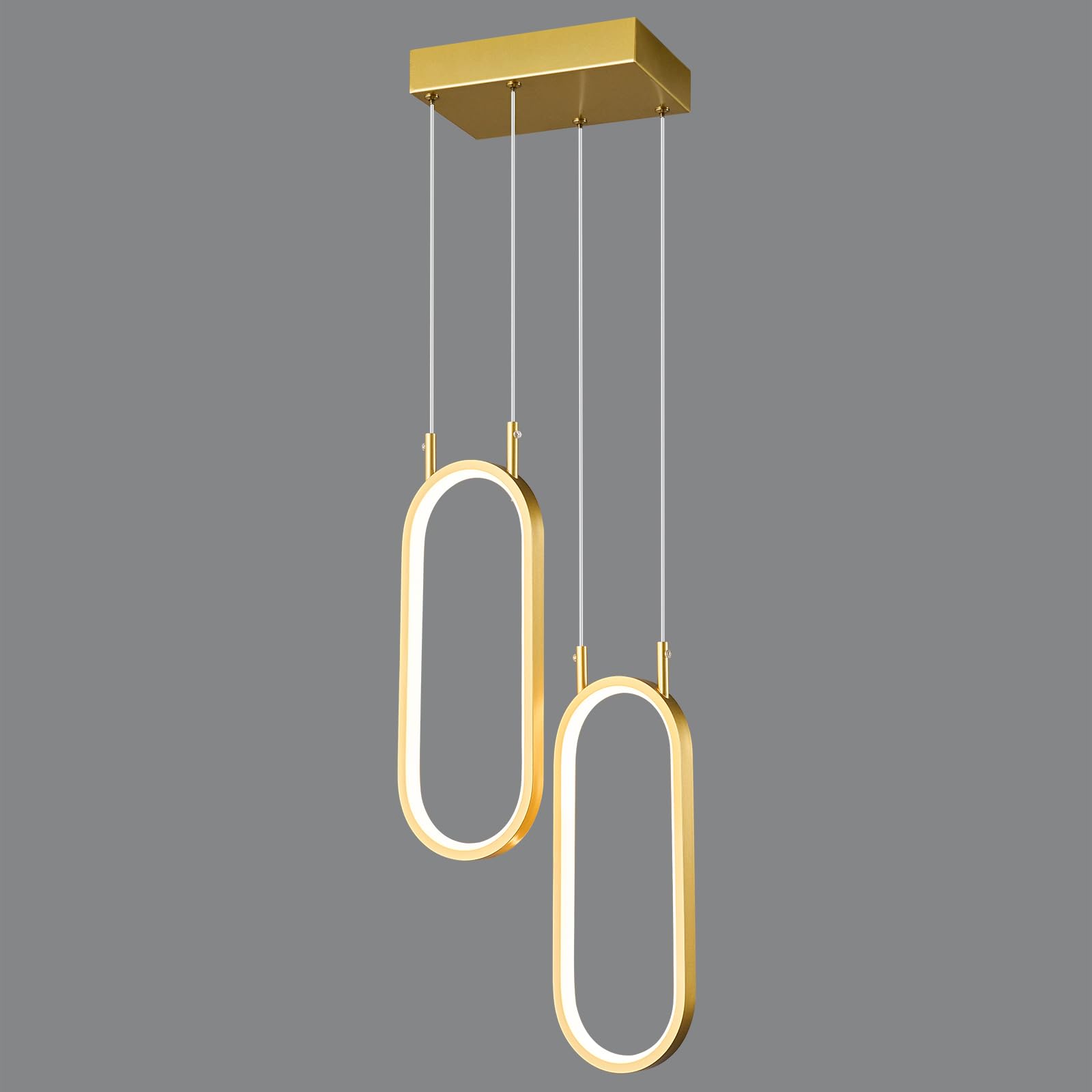 Moderne Dimmable Küche Pendelleuchten Or LED Pendulum Lampe 2 Anneaux Oval Pendulum Eclairage pour Küche Île Schlafzimmer Wohnzimmer Esszimmer