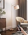 EDISHINE Modern Dimmable Floor Lamp, 63.8" Standing Lamp with Remote Control, E26 Socket, Arc Floor Lamp with Beige Shade for Bedroom, Living Room, Office, LED Bulb Included (Gold)
