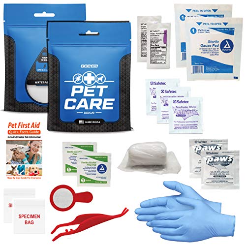 Go2Kits Pet First Aid Kit Basics Plus Tick Remover Tool for Pet Care for Dogs Cats & Pets (5 Pack)