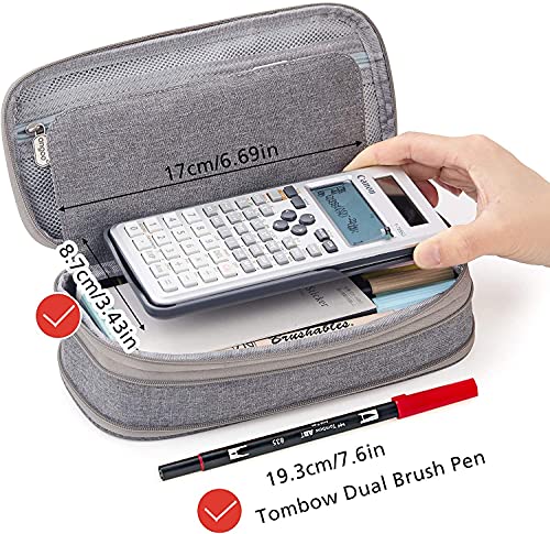 Image of EASTHILL Canvas,Fabric Big Capacity Pencil Pen Case Office College School Large Storage High Capacity Bag Pouch Holder Box Organizer Blue (Grey)
