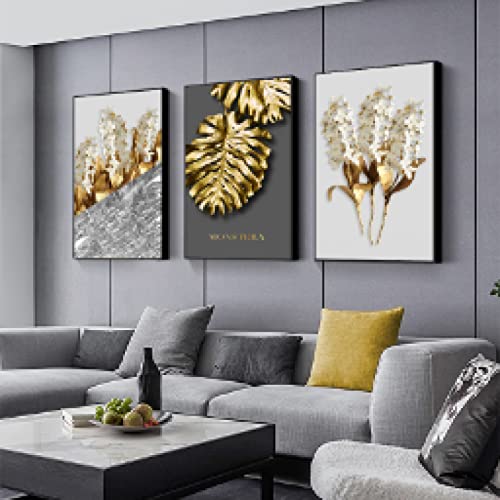 Peinture toile fleur abstrait or pour habiller un grand mur de salon