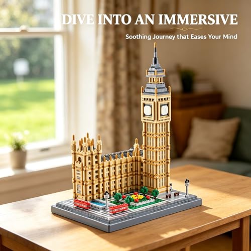 Image of Big Ben Clock Tower Micro Blocks Set for Adults, Mini Iconic London City Architecture Building Block Sets, Castle Gift for Teen 14+ Home Office Decor (4112 Pcs)