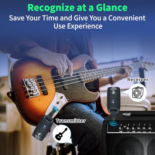 Image of A9 Wireless Guitar System 2.4GHz Built-in Rechargeable Lithium Battery 270Rotate Audio Wireless Transmitter Receiver for Guitar Bass Violin Keyboard Electric Instruments (IK-L0AM-OVFE)