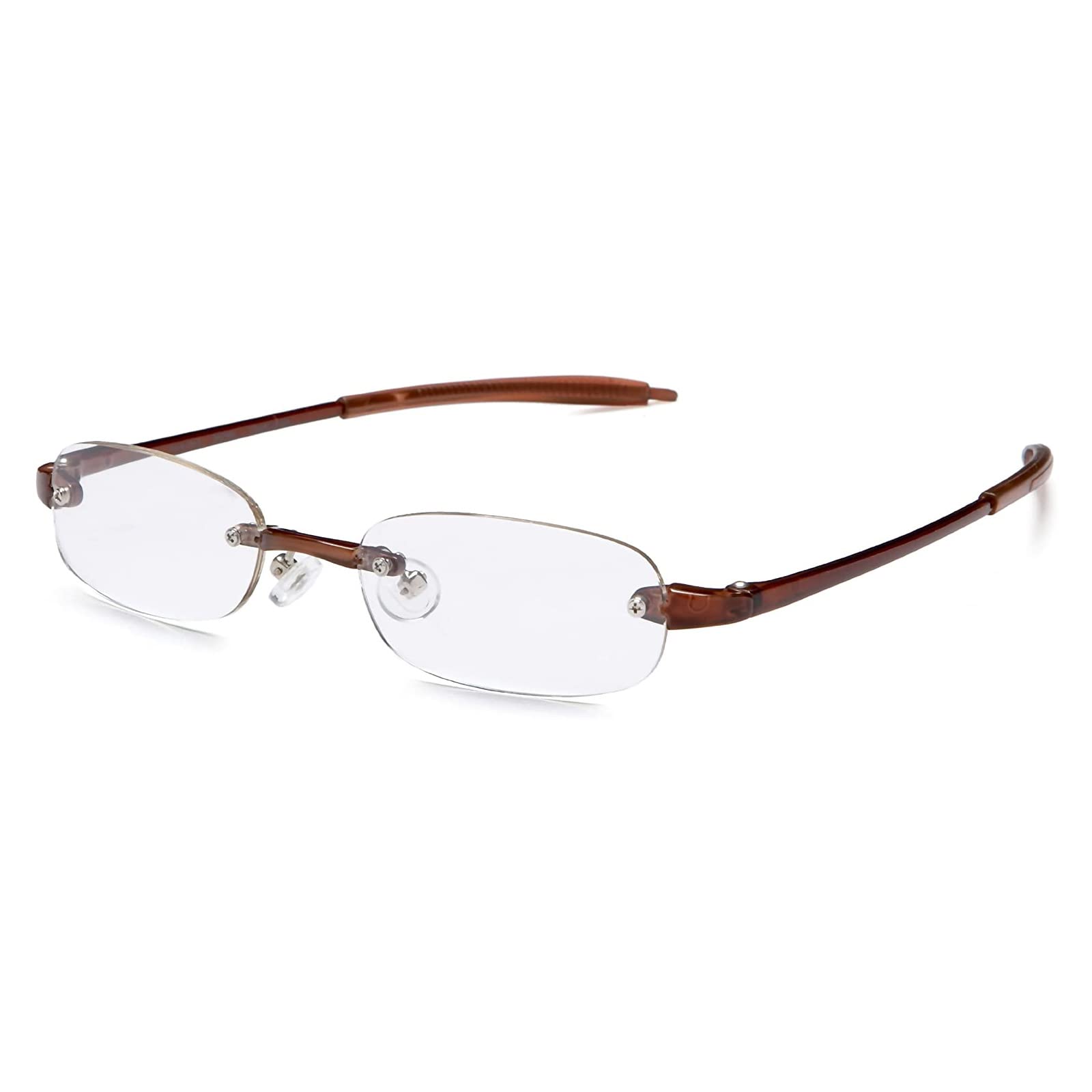 Visualites 5 Brown 2.50 Lightweight Oval Rimless Reading Glasses for Men and Woman