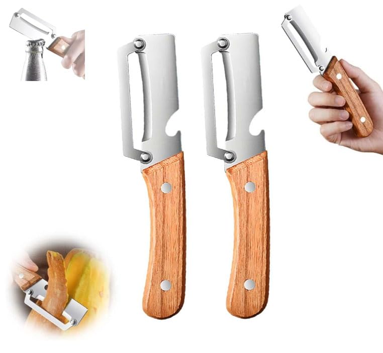 Multi-Functional Vegetable Peeler for Kitchen, with Ergonomic Non-Slip Handle, Good Sturdy, 2 in 1 Fruit Peeler and Bottle Opener, best for potato, vegetable, apple, carrot and more(2pcs)