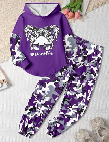 Image of Girls Fall Outfits Sweetie-girl Hoodie and Camo Pants Size 6-16